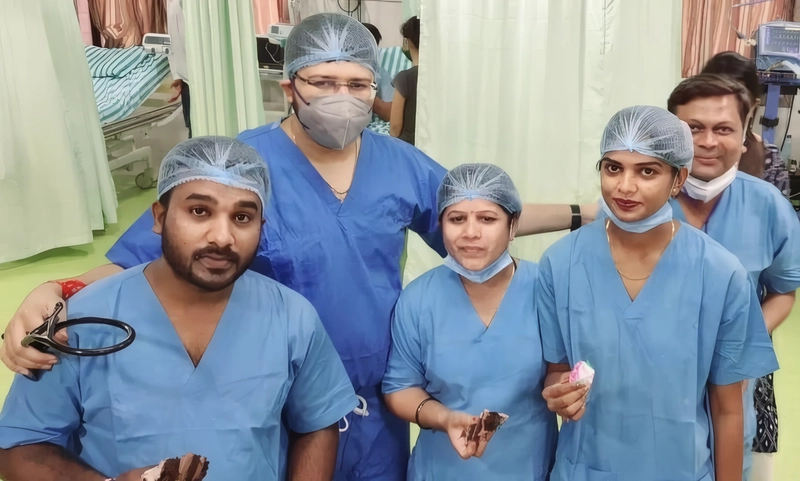 Dr. Priyank Mody with the cardiac catheterization laboratory team at Dr. Mody's Advanced Cardiac Care