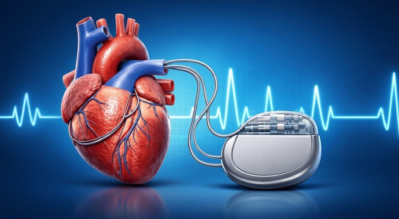 Illustration representing heart rhythm management and advanced treatments for cardiac arrhythmias
