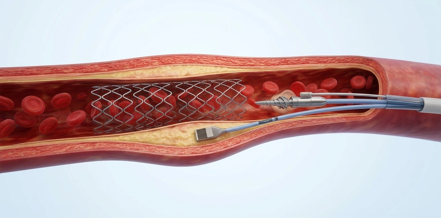 Illustration representing interventional cardiology and minimally invasive heart procedures